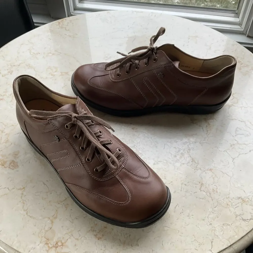 Finn Comfort Mens Syracuse Brown Leather Lace Up oxford Loafers Size US 9 UK 8.5